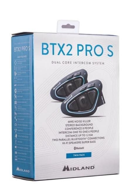 Midland BTX2 Pro S intercom for montering i MC-hjelm